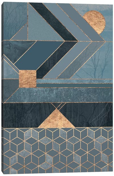 Nordic Blue Canvas Art Print - Geometric Abstract Art