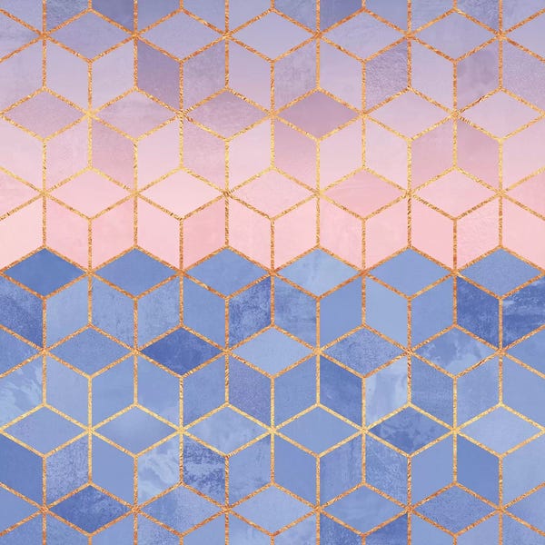 Geometric Patterns: Rose Quartz And Serenity Cubes by Elisabeth Fredriksson