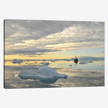 Fisher Boat And Icebergs - Greenland Canvas Print #ELM230} by Elmar Weiss Canvas Art Print