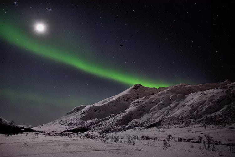 Full Moon And Aurora Borealis