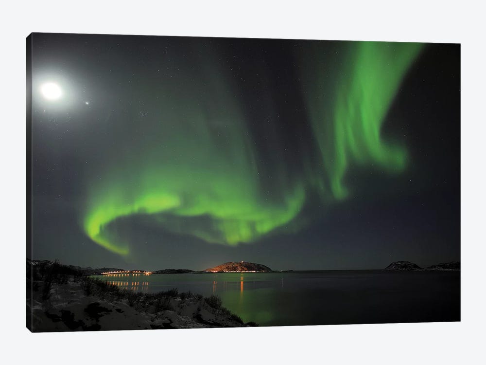 Full Moon And Northern Lights by Elmar Weiss 1-piece Canvas Print