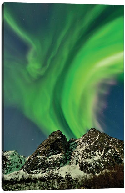 Green Erupotion Canvas Art Print - Aurora Borealis Art