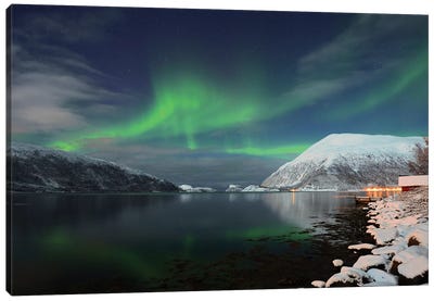 Polar Lights In Northern Norway Canvas Art Print - Aurora Borealis Art