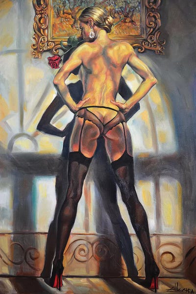 Missing Rose by Ellectra Art framed canvas print