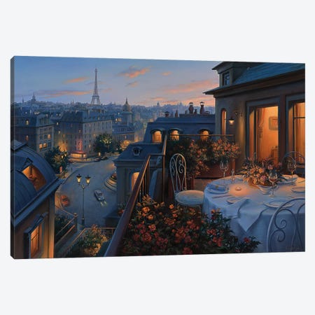 Paris Evening Canvas Print #ELU18} by Evgeny Lushpin Canvas Art Print