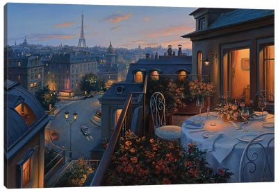 Paris Evening Canvas Art Print - Cityscape Art