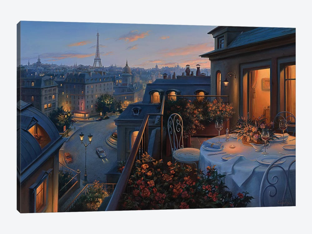 Paris Evening by Evgeny Lushpin 1-piece Canvas Art Print