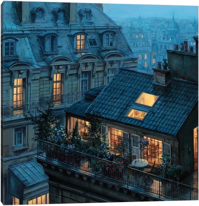 Rooftop Hideout Canvas Art Print - Traditional Living Room Art