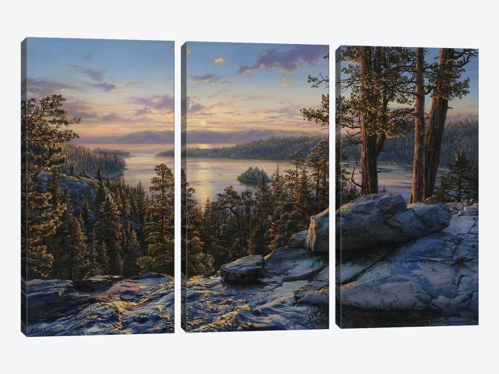 Dawn At Lake Tahoe by Evgeny Lushpin 3-piece Canvas Print
