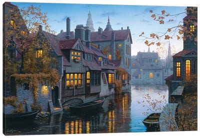 Autumn In Brugges Canvas Art Print - Autumn Art