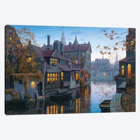Autumn In Brugges Canvas Print #ELU2} by Evgeny Lushpin Canvas Print