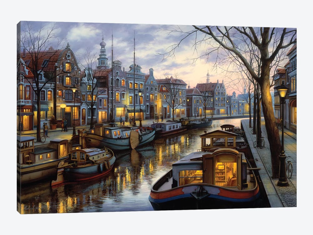 Canal Life by Evgeny Lushpin 1-piece Canvas Art Print