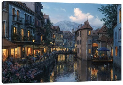 Evening in Annecy Canvas Art Print - Office Art
