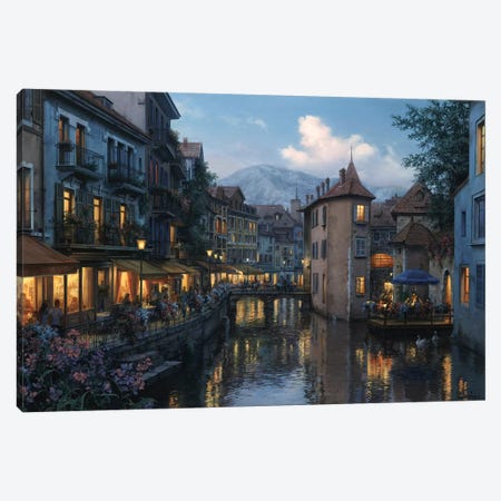 Evening in Annecy Canvas Print #ELU9} by Evgeny Lushpin Canvas Art Print
