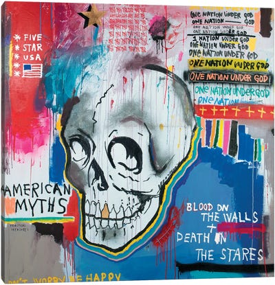 Five Star U.S.A. Canvas Art Print - Skull Art