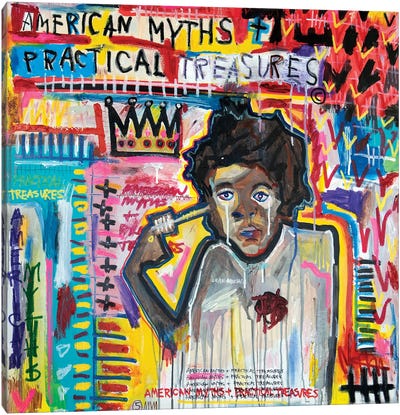 American Myths Practical Treasures: JMB Canvas Art Print - Neo-expressionism