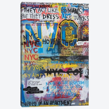 New York City Cops Canvas Print #ELV61} by Eddie Love Art Print