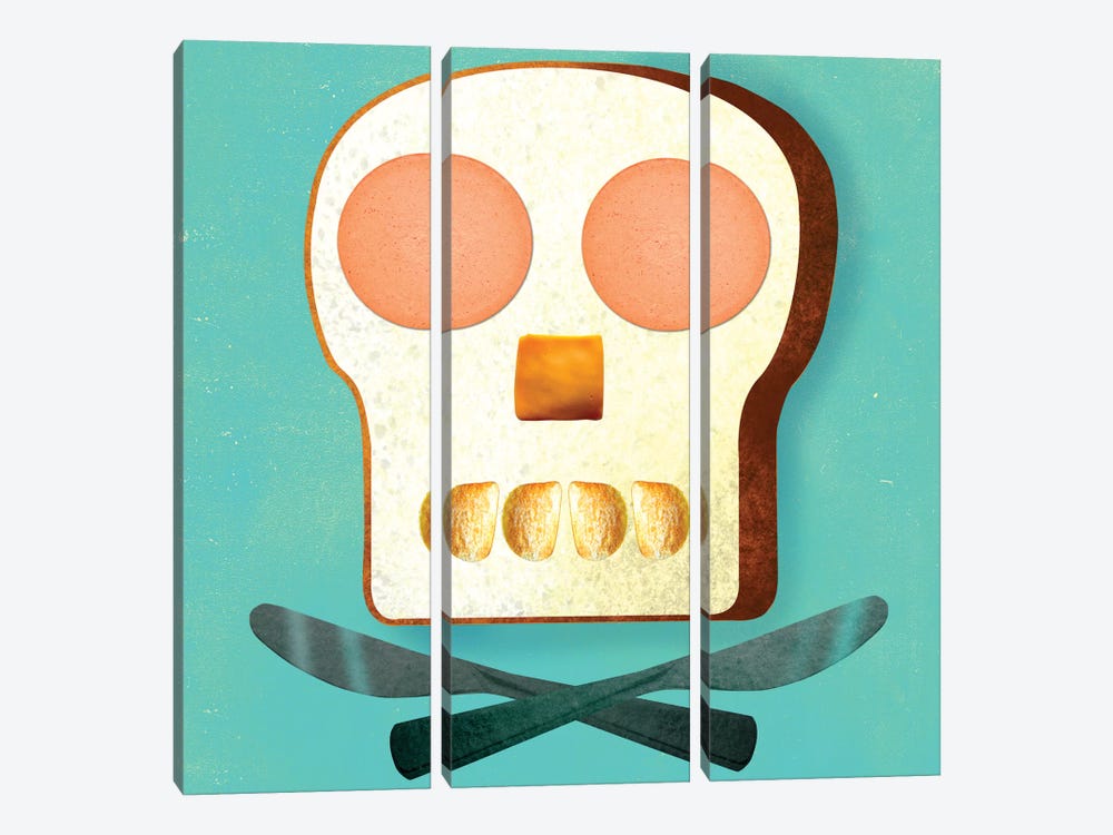 Food Skull by Ellen Weinstein 3-piece Canvas Art