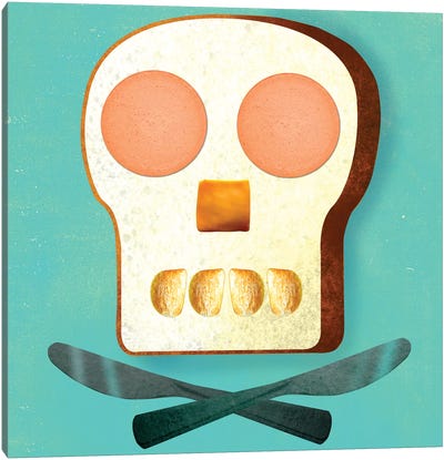 Food Skull Canvas Art Print - Bread Art