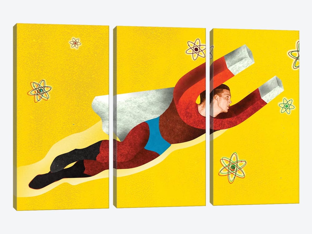 Magnetman by Ellen Weinstein 3-piece Canvas Print