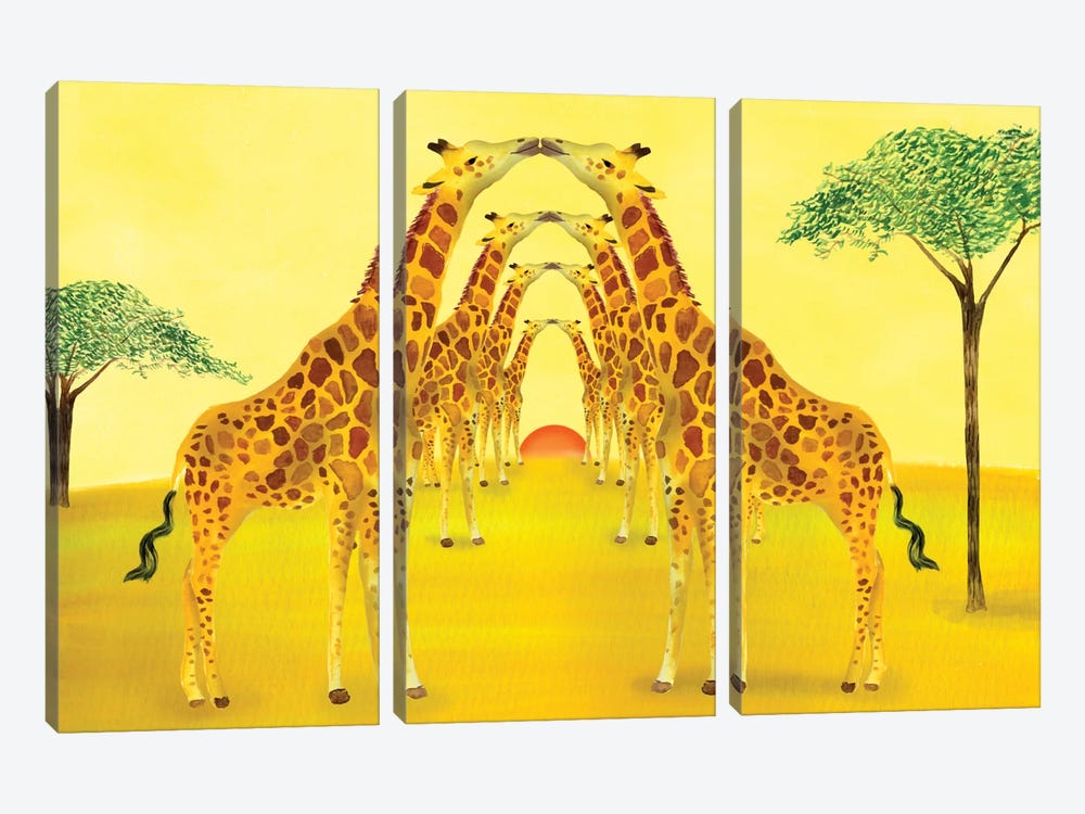 Safari by Ellen Weinstein 3-piece Canvas Wall Art