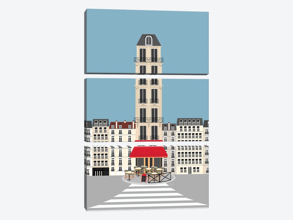 Paris, France | Parisian Cafe On The Street by Lyman Creative Co. 3-piece Canvas Art Print