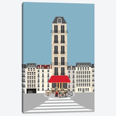 Paris, France | Parisian Cafe On The Street Canvas Print #ELY104} by Lyman Creative Co. Canvas Wall Art