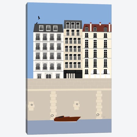 Paris On The Seine River France Canvas Print #ELY105} by Lyman Creative Co. Canvas Artwork