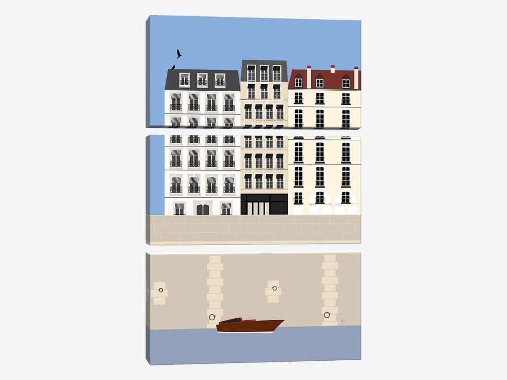 Paris On The Seine River France by Lyman Creative Co. 3-piece Canvas Art