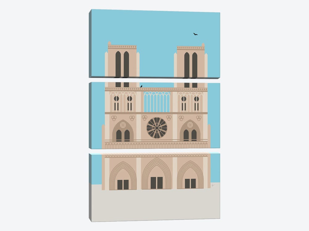 Cathedral, Paris, France by Lyman Creative Co. 3-piece Canvas Wall Art