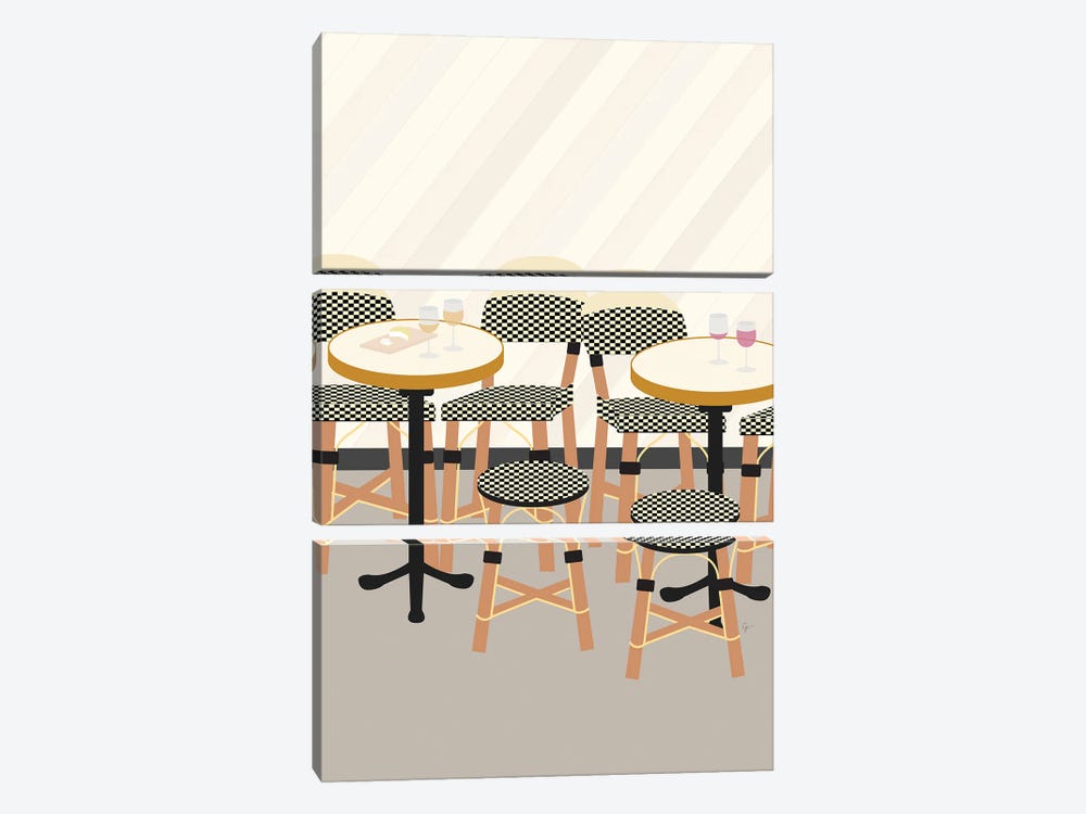 Paris Cafe Chairs France by Lyman Creative Co. 3-piece Canvas Art Print