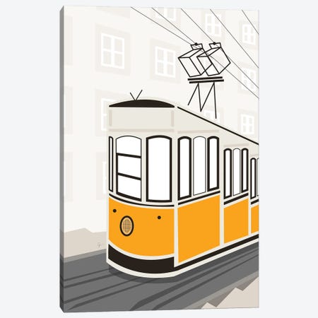 Lisbon, Portugal, Tram, Funicular, Ascensor Da Bica Canvas Print #ELY111} by Lyman Creative Co. Canvas Artwork