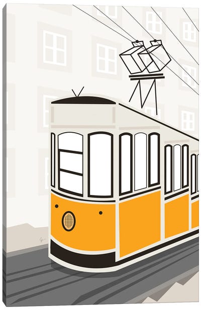 Lisbon, Portugal, Tram, Funicular, Ascensor Da Bica Canvas Art Print - Lyman Creative Co