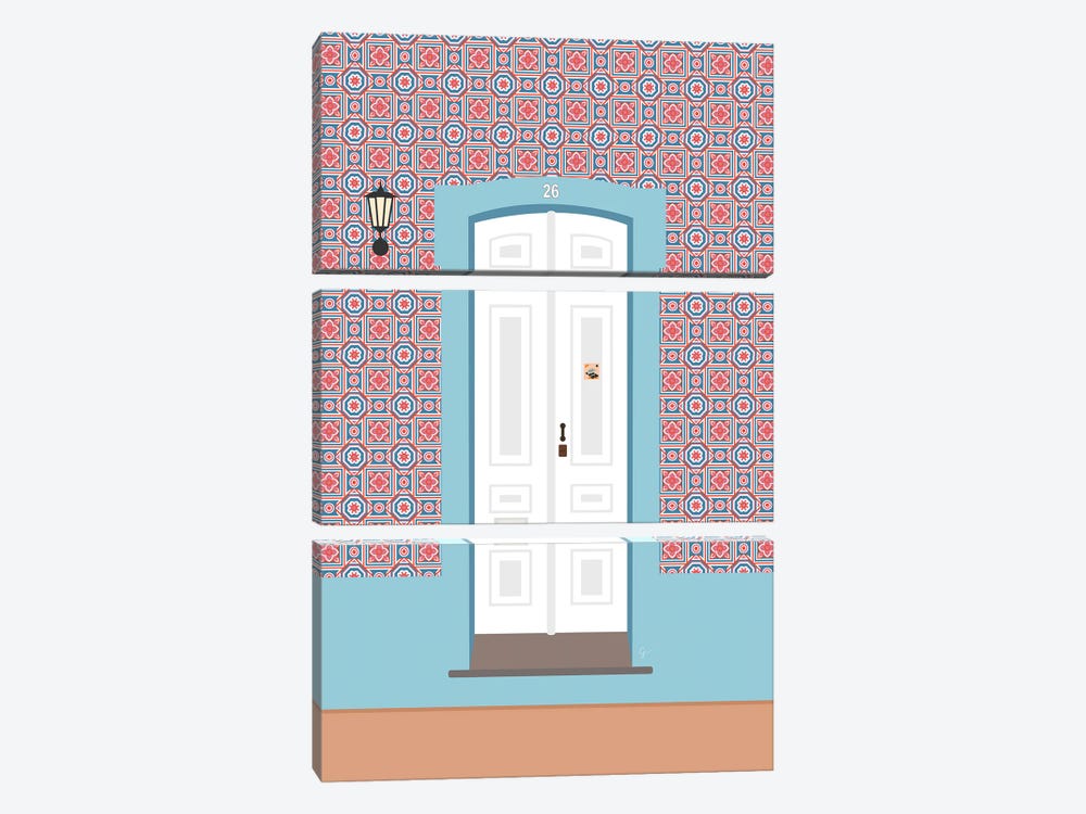 Portugal Tile Door by Lyman Creative Co. 3-piece Canvas Print