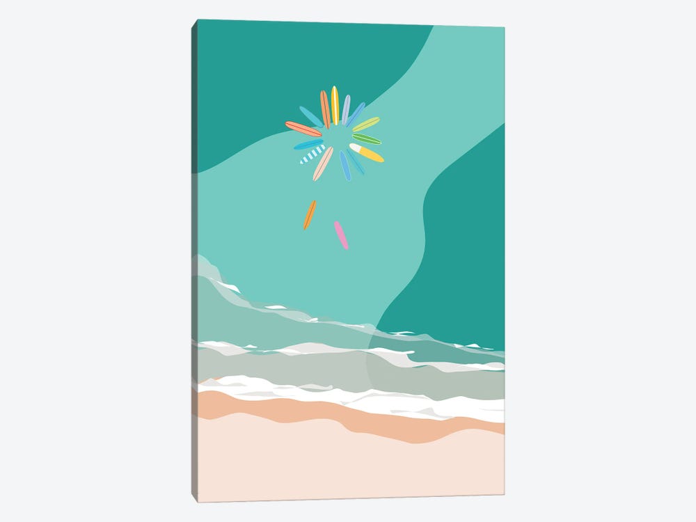 Aerial Surfboards At The Beach by Lyman Creative Co. 1-piece Canvas Artwork