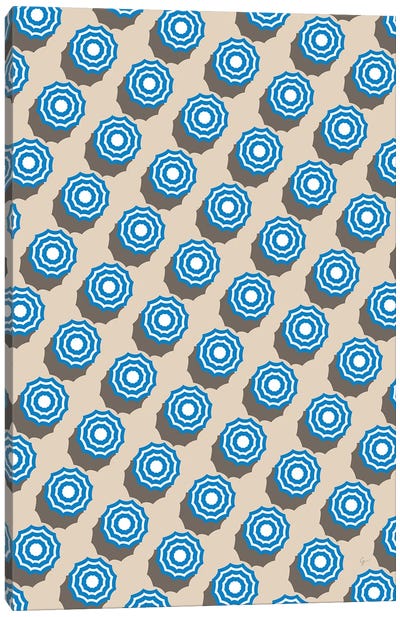 Umbrellas On The Beach In Italy II Blue Canvas Art Print - Lyman Creative Co