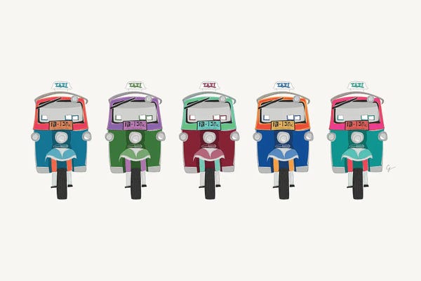 Daydream Destinations: Thailand Tuk Tuks In A Row by Lyman Creative Co.