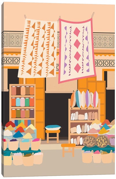 Marrakech Medina Shop, Morocco Canvas Art Print - Moroccan Culture
