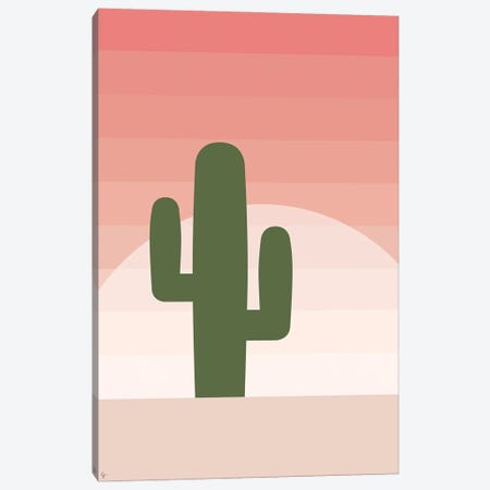 Cactus Pink Sunset Desert Canvas Print #ELY140} by Lyman Creative Co. Canvas Art Print