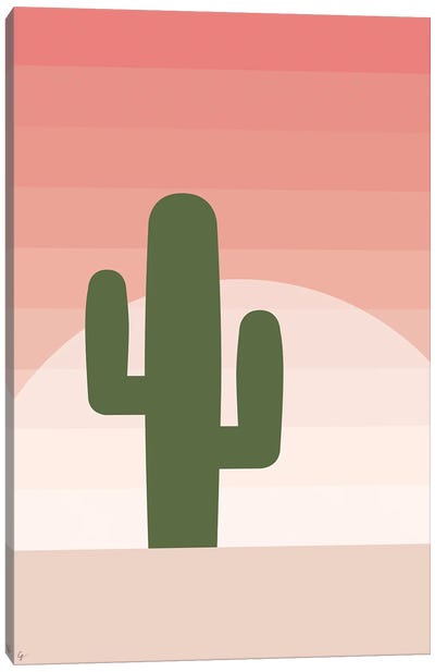Cactus Pink Sunset Desert Canvas Art Print