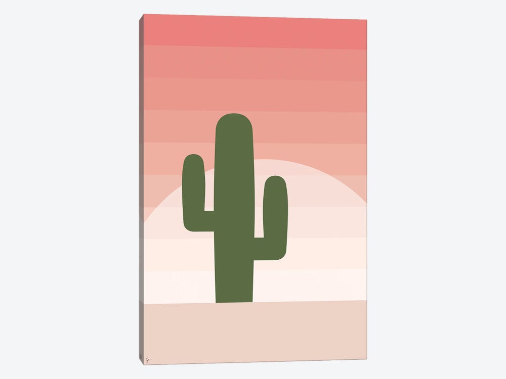 Cactus Pink Sunset Desert by Lyman Creative Co. 1-piece Canvas Print