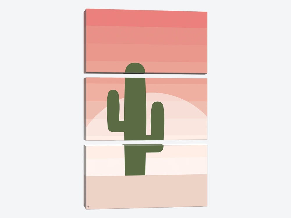 Cactus Pink Sunset Desert by Lyman Creative Co. 3-piece Canvas Art Print