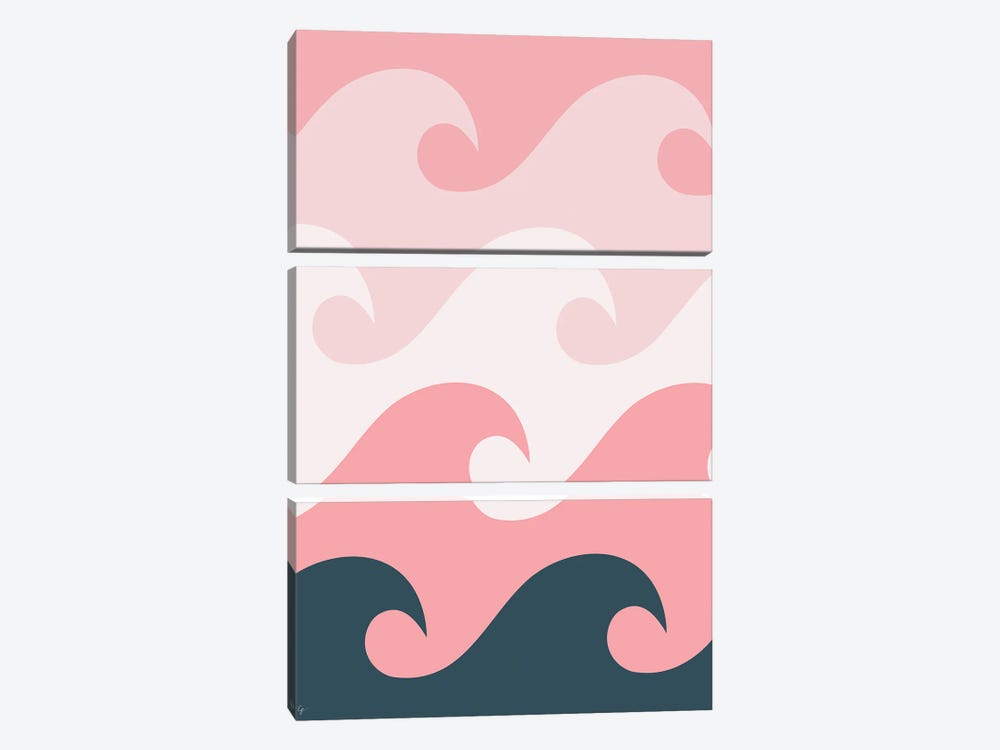 Pink Ocean Waves by Lyman Creative Co. 3-piece Canvas Print