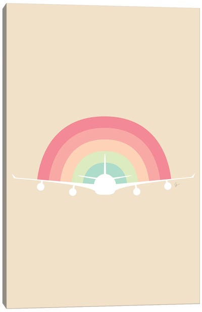 Wanderlust Rainbow Plane In The Sky Canvas Art Print - Lyman Creative Co