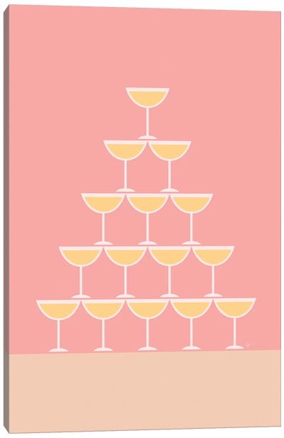 Pink Champagne Tower Canvas Art Print - Champagne Art