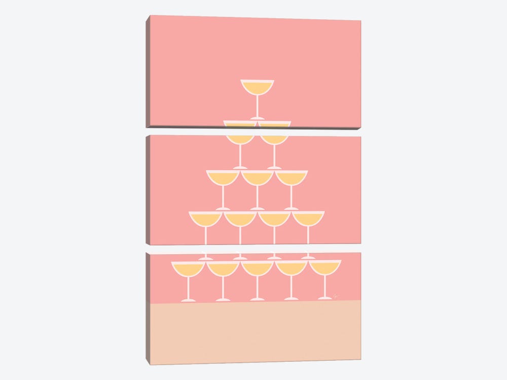 Pink Champagne Tower by Lyman Creative Co. 3-piece Canvas Artwork