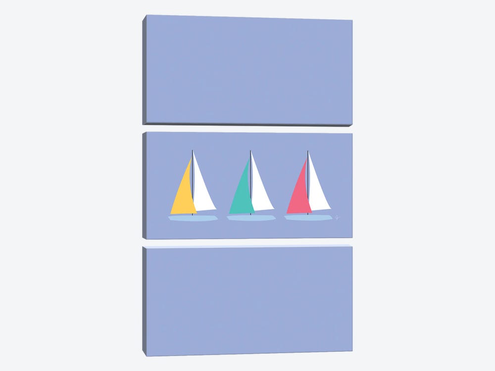 Colorful Summer Sailboats by Lyman Creative Co. 3-piece Canvas Wall Art