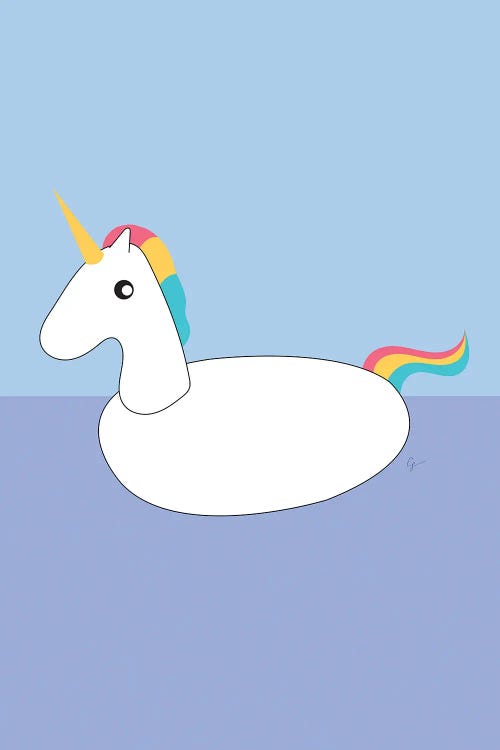Unicorn Pool Float by Lyman Creative Co. wall art