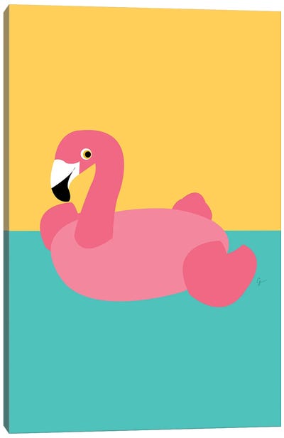 Summer Pool Flamingo Canvas Art Print - Lyman Creative Co