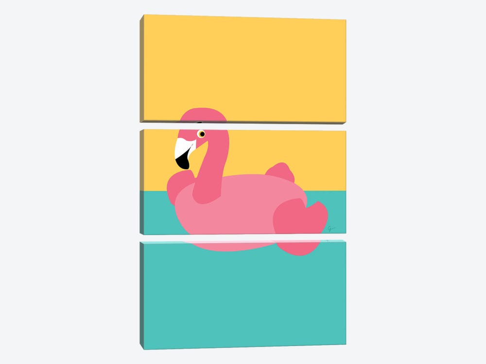 Summer Pool Flamingo by Lyman Creative Co. 3-piece Canvas Print